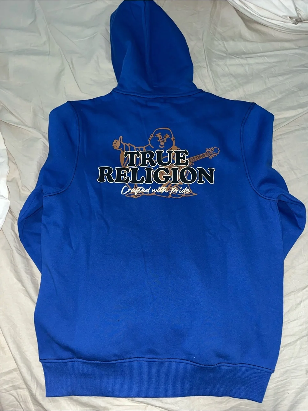 True Religion Men’s Blue Full-Zip Hoodie with Logo